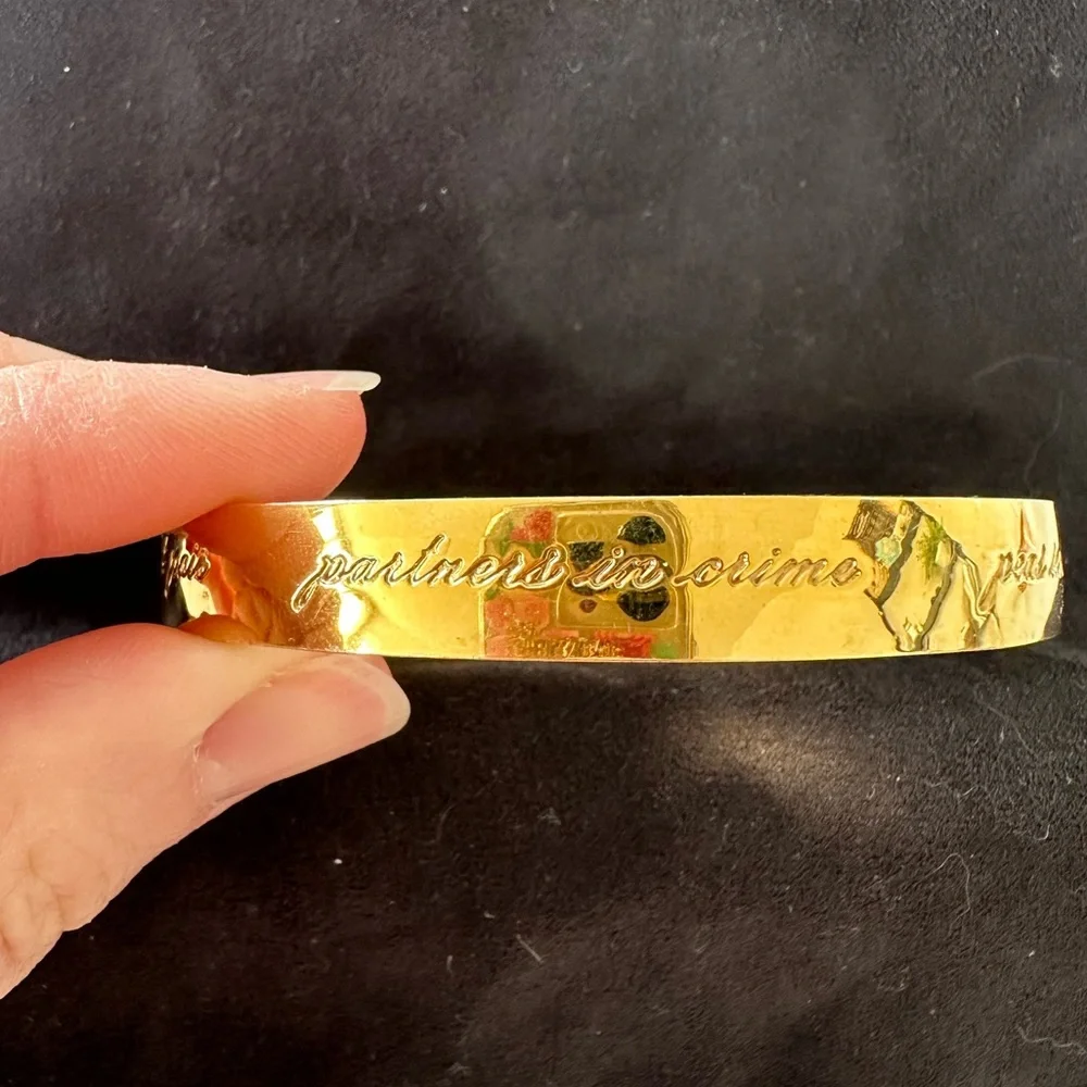 Kate Spade Bridesmaid Engraved Idiom Bangle Bracelet Gold”Best Friend Ever” - Picture 4 of 10